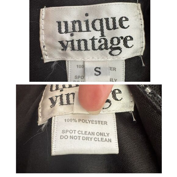 Unique Vintage Retro 1920s Fringe Beaded Mini Flapper Dress Black Silver Small - Picture 16 of 16